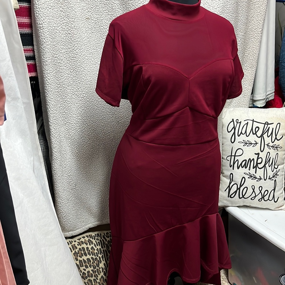Burgundy/Maroon High-Low dressy dress - versatile!